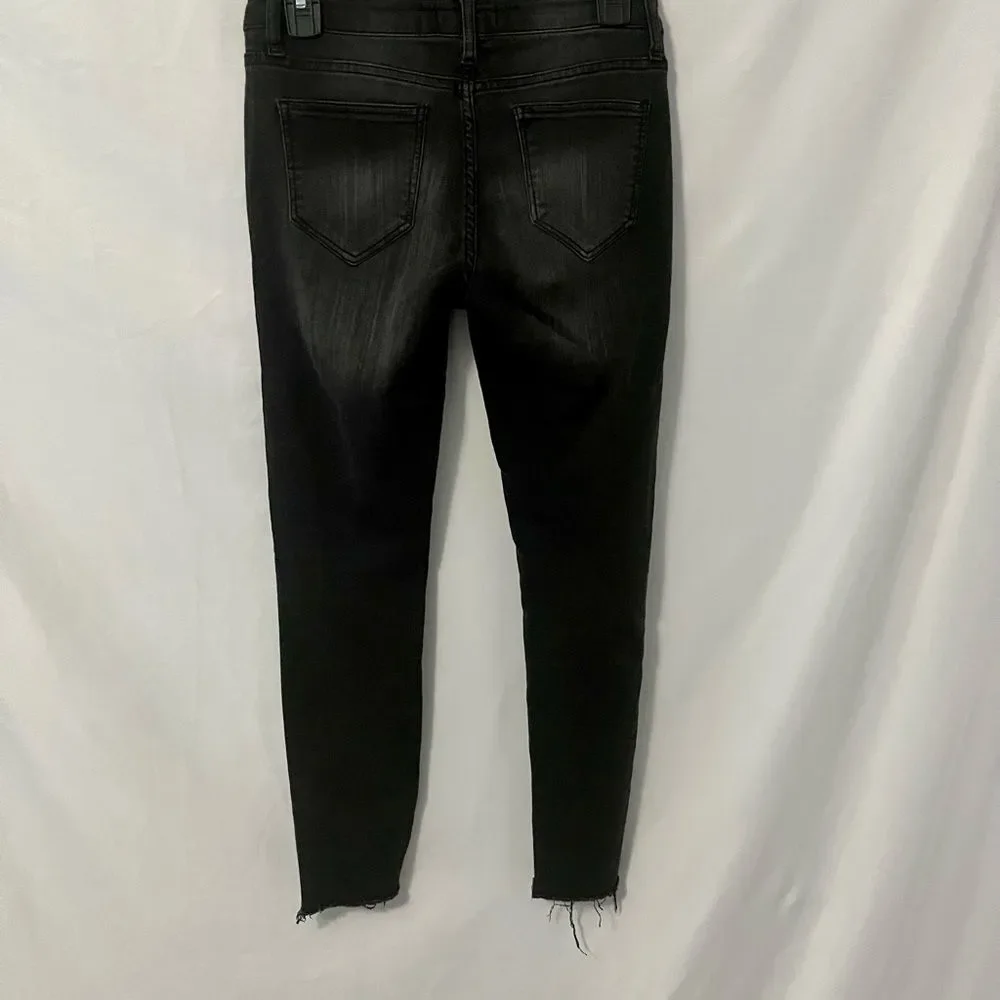 Cello Black Midrise Skinny Raw Hem Jeans Size 3